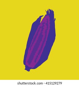 Corn isolated on a colorful background. Vector illustration.