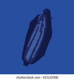 Corn isolated on a colorful background. Vector illustration.