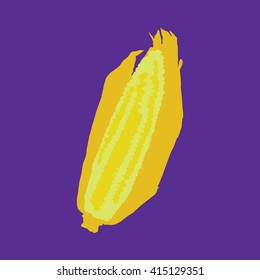 Corn isolated on a colorful background. Vector illustration.