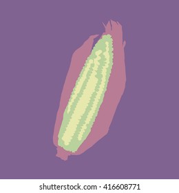 Corn isolated on a violet background. Vector illustration.