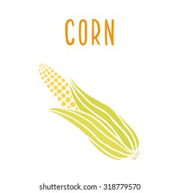 Corn isolated on white. Vector hand drawn illustration