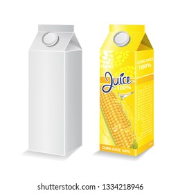 Corn juice box package vector illustration