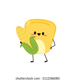 Corn kernel character design. Corn on white background. Corn kernel vector.