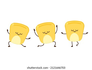 Corn kernel character design. Corn on white background. Yoga Corn kernel vector.