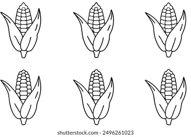Corn Kernel line art detailed illustration series