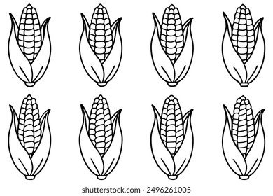 Corn Kernel line art whimsical illustration designs