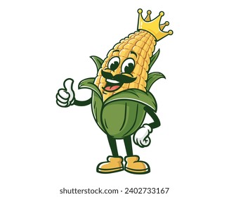 Corn King maize cartoon mascot illustration character vector clip art