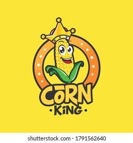 Corn King Mascot Character Logo