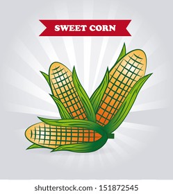 corn label over gray background vector illustration 