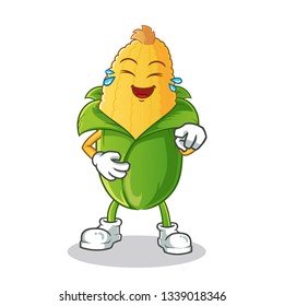 corn laughing loudly mascot vector cartoon illustration