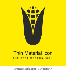 Corn with leaves bright yellow material minimal icon or logo design