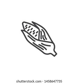 Corn with leaves line icon. linear style sign for mobile concept and web design. Maize outline vector icon. Harvest symbol, logo illustration. Vector graphics