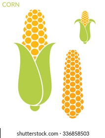 Corn with leaves. Vector illustration EPS10. Prepared corn on white background
