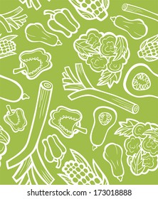 Corn, Leek, Bell Pepper, Cauliflower and Butternut Squash Seamless Background