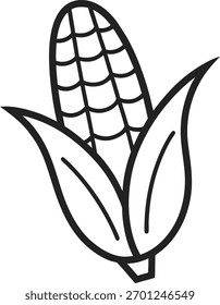 Icono de Vector de arte de línea de maíz para colorear páginas o libro