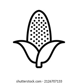 Diseño de icono negro de línea de maíz