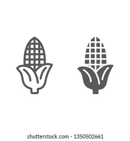 Corn Line And Glyph Icon, Farm And Harvest, Sweetcorn Sign, Vector Graphics, A Linear Pattern On A White Background, Eps 10.