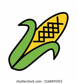 Corn line icon in colored linear style isolated on white background. Pictogram symbol and illustration for logo. Thin black line vector.