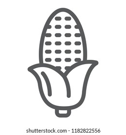Corn line icon, corncob and vegetable, plant sign, vector graphics, a linear pattern on a white background, eps 10.