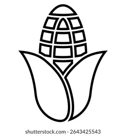 corn line icon design. corn thin black outline symbol vector illustration. editable stroke icon on transparent background.