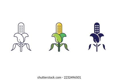 Icono de línea de maíz aislado en fondo blanco, ilustración del vector