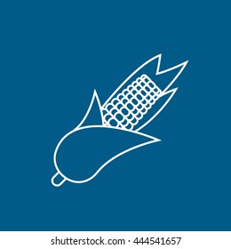 Corn Line Icon On Blue Background