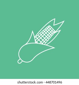 Corn Line Icon On Green Background