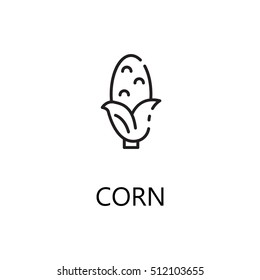 Corn Line Icon. Single High Quality Symbol Of Fast Food For Web Design Or Mobile App. Thin Line Signs Of Corn For Design Logo, Visit Card, Etc. Outline Pictogram Of Corn. 
