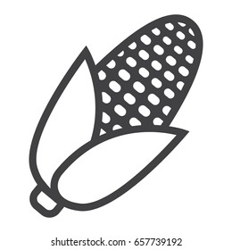 Corn line icon, vegetable and maize, vector graphics, a linear pattern on a white background, eps 10.