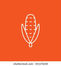 Corn line icon for web, mobile and infographics. Vector white icon isolated on red background.