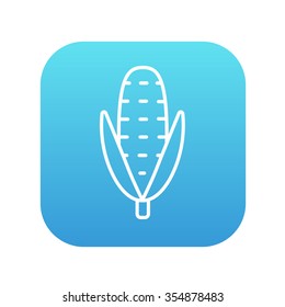Corn line icon for web, mobile and infographics. Vector white icon on the blue gradient square with rounded corners isolated on white background.