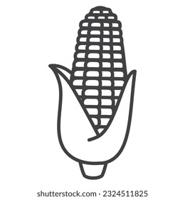 Corn line icon.Vegetables concept. An ear of corn outline vector illustration.Isolated on white background.Vegetarianism and veganism food.