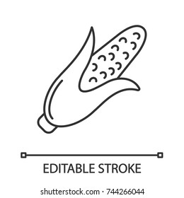 Corn linear icon. Maize. Agriculture. Thin line illustration. Contour symbol. Vector isolated outline drawing. Editable stroke