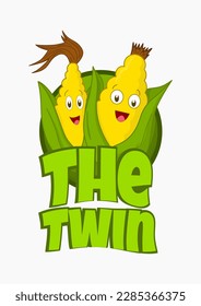 corn logo cartoon, funny logo twin corn