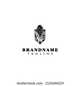 logotipo de maíz caricatura plantilla de diseño de icono negro vector aislado moderno