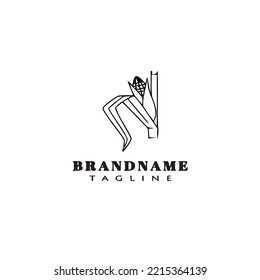 logotipo de maíz caricatura plantilla de diseño de icono negro imagen plana aislada