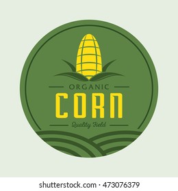 corn logo design with corn field element in green and yellow