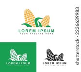 corn logo design illustration vector in flat style. corn farm icon.
