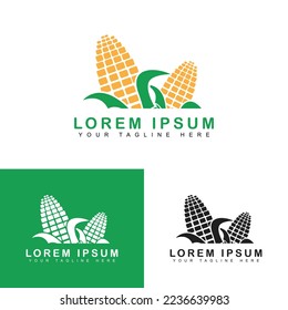 corn logo design illustration vector in flat style. corn farm icon.