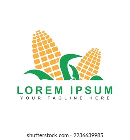 corn logo design illustration vector in flat style. corn farm icon.