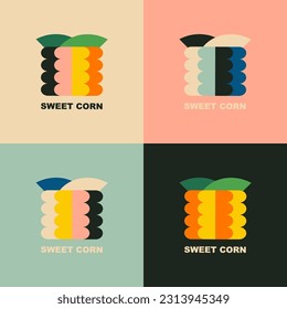 Corn logo design. Maize farm logotype icon. Vegetables logo design illustration. Simple, geometric, modern style