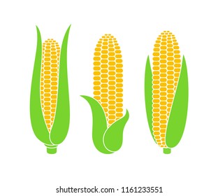 Corn logo. Isolated corn on white background. Set

