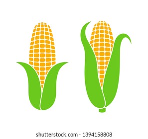 Corn logo. Isolated corn on white background. Set