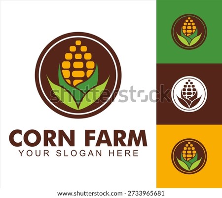 Corn logo label illustration vector design cartoon flat style agriculture logo