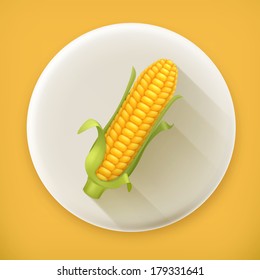 Corn long shadow vector icon