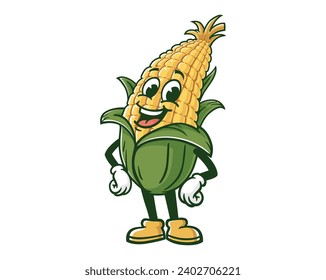 corn maize cartoon mascot illustration character vector clip art laugh