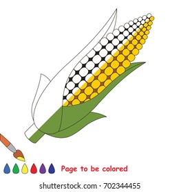 Corn Maize, the coloring book to educate preschool kids with easy gaming level, the kid educational game to color the colorless half by sample.