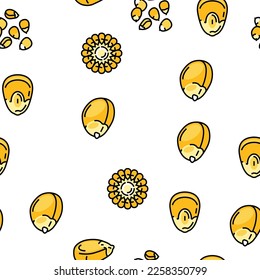 corn maize green, cob sweet vector seamless pattern thin line illustration