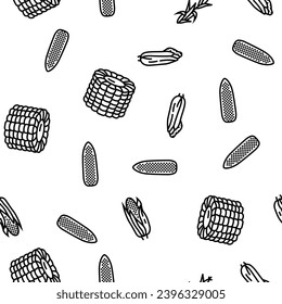 corn maize green, cob sweet vector seamless pattern thin line illustration