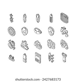 corn maize green, cob sweet isometric icons set. farm grain, food plant, agriculture field yellow, leaf fresh, organic crop, summer corn maize green, cob sweet color line